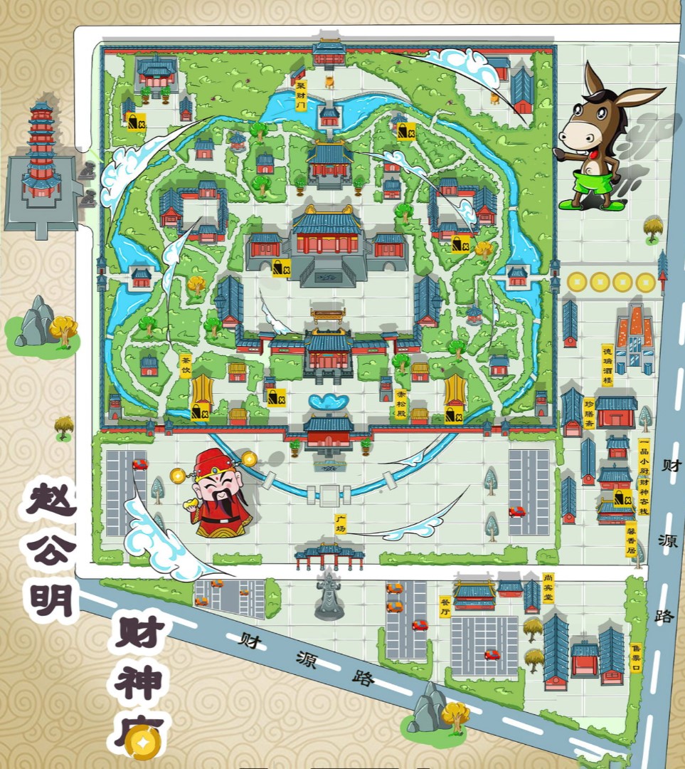 台安寺庙类手绘地图
